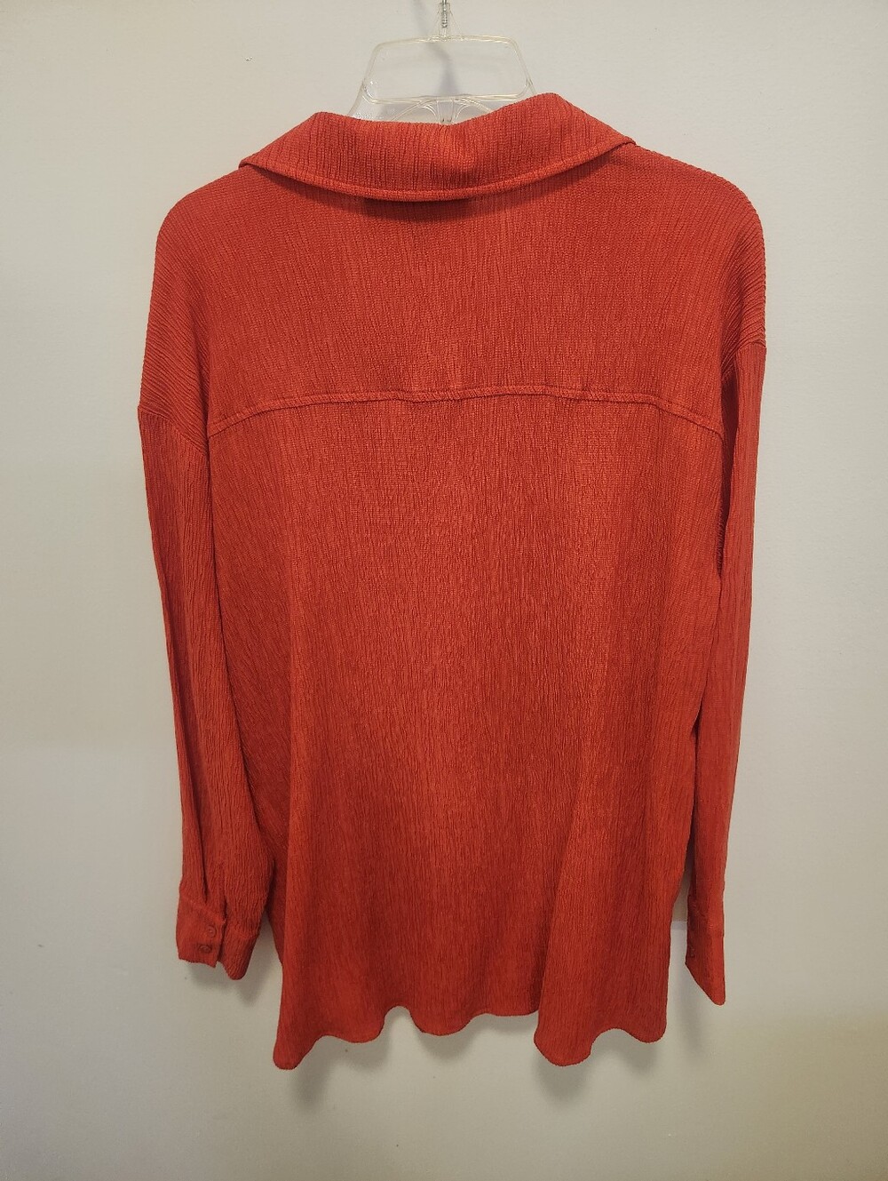Nina Parker Textured Button-Down Shirt in Bright Red Women's Size 1x - Picture 2 of 5